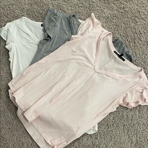 Women's V-Neck Tops - Pink, Gray, White